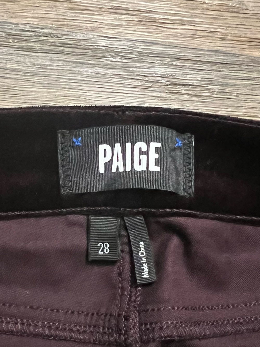 Paige Claudine High Rise Ankle Length Flare Pant in Black Cherry Size 28 Velvet - Picture 10 of 13